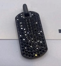 2 Ct Lab Created Round Black Diamond Dog Tag Pendant 14K Black Gold Plated