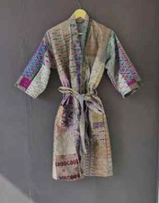 Indian Patchwork Kantha Jacket, Soft Silk Kantha Jacket, Cotton Bath Robe Kimono