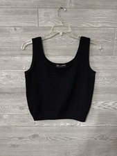 ST. JOHN Basics Black Knit Sweater Top Tank Size Medium M