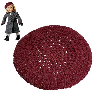 American Girl Doll Kit Beret Knit Hat Burgundy Kit's Winter Coat Accessory Cap