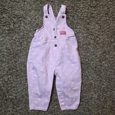 Vintage OSHKOSH B'GOSH Pink White Polka Dot Overalls Girl's 3T USA Cotton