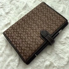 Coach Day Planner Cover Agenda Signature Leather Canvas Organizer with Pen