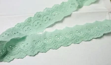 14 Yards Of 2” Mint Eyelets Cotton Lace/ Trim/ Craft/ Decoration/ Dresses