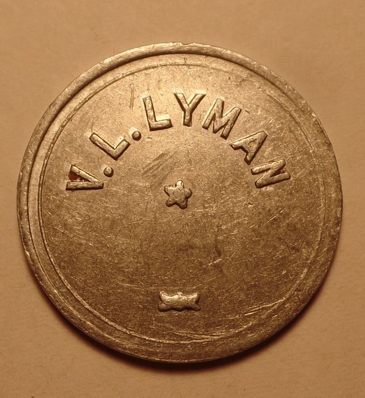 Belgrade Montana MT trade token (new variety) V. L. Lyman 5¢ aluminum