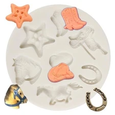Horseshoe Silicone Mold Cowboy Boot Saddle Cowboy Hat Fondant Molds Style A