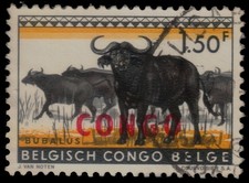 ✔️ DEM.REP. CONGO 1960 - FAUNA BUFFALOS - SC. 346 (o)