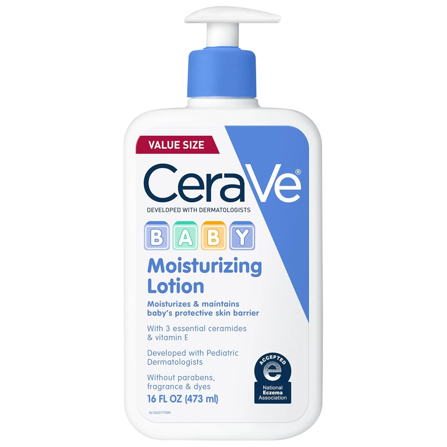 Baby Lotion, Gentle Baby Skin Care with Ceramides, Niacinamide & Vitamin E, Frag