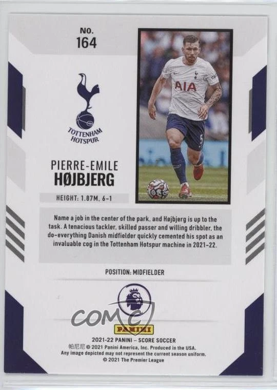 2021-22 Panini Score Premier League Pierre-Emile Hojbjerg Pierre Emile #164 - Image 2 of 2