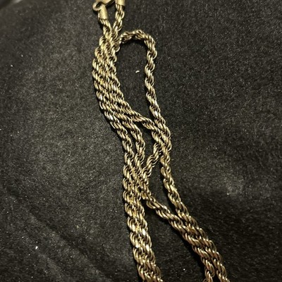 925 Italy Gold Tone Sterling Silver 22  Rope Chain 4mm 28.6g OTC Signed Vintage