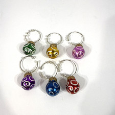 Vtg Christmas Bulb Wine Charms Set Of 6 Silve...