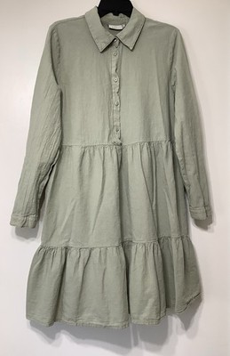 Kaffe Kanaya Shirt Dress Seagreen Tiered US M/UK 40