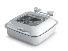 Vollrath 46134 6Qt Square Glass Top Induction Chafer w Stainless Food Pan
