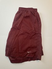 Vintage 90s Nike Athletic Nylon Wind Shorts Maroon Red Embroidered Swoosh Size L
