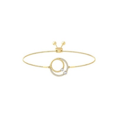 0.325Ct Lab Grown Diamond 14K Yellow Gold Bolo Bracelet 9'' Clarity-VS