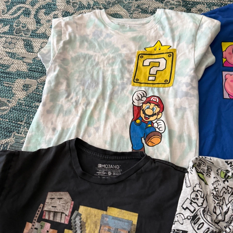 Boys Size L–XL Graphic Tee Bundle Kirby Mario TMNT Minecraft Gamer Lot - Image 4 of 4