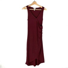 Leith Melange Wrap Ruched Dress Womens Size XS Red Dresses