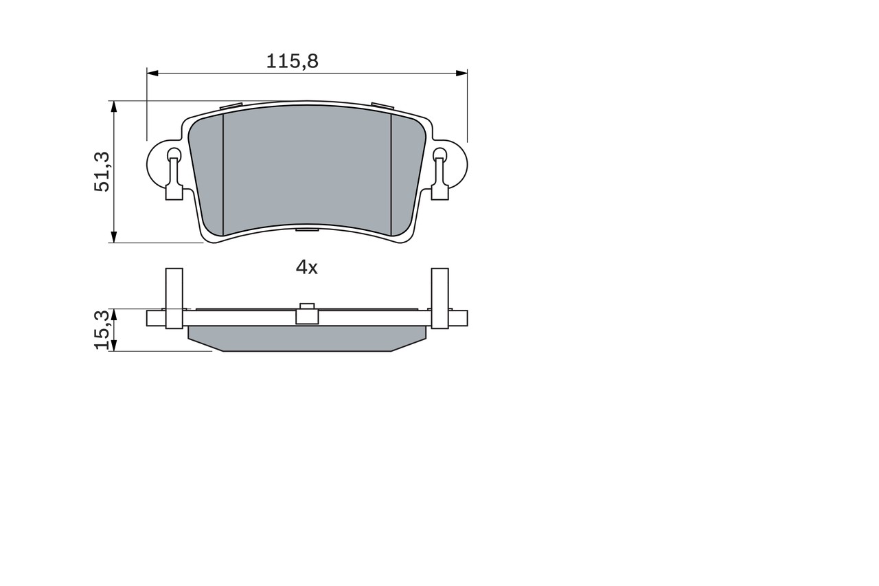 0 986 494 043 Bosch brake pad set, disc brake for Nissan, Opel, Renault