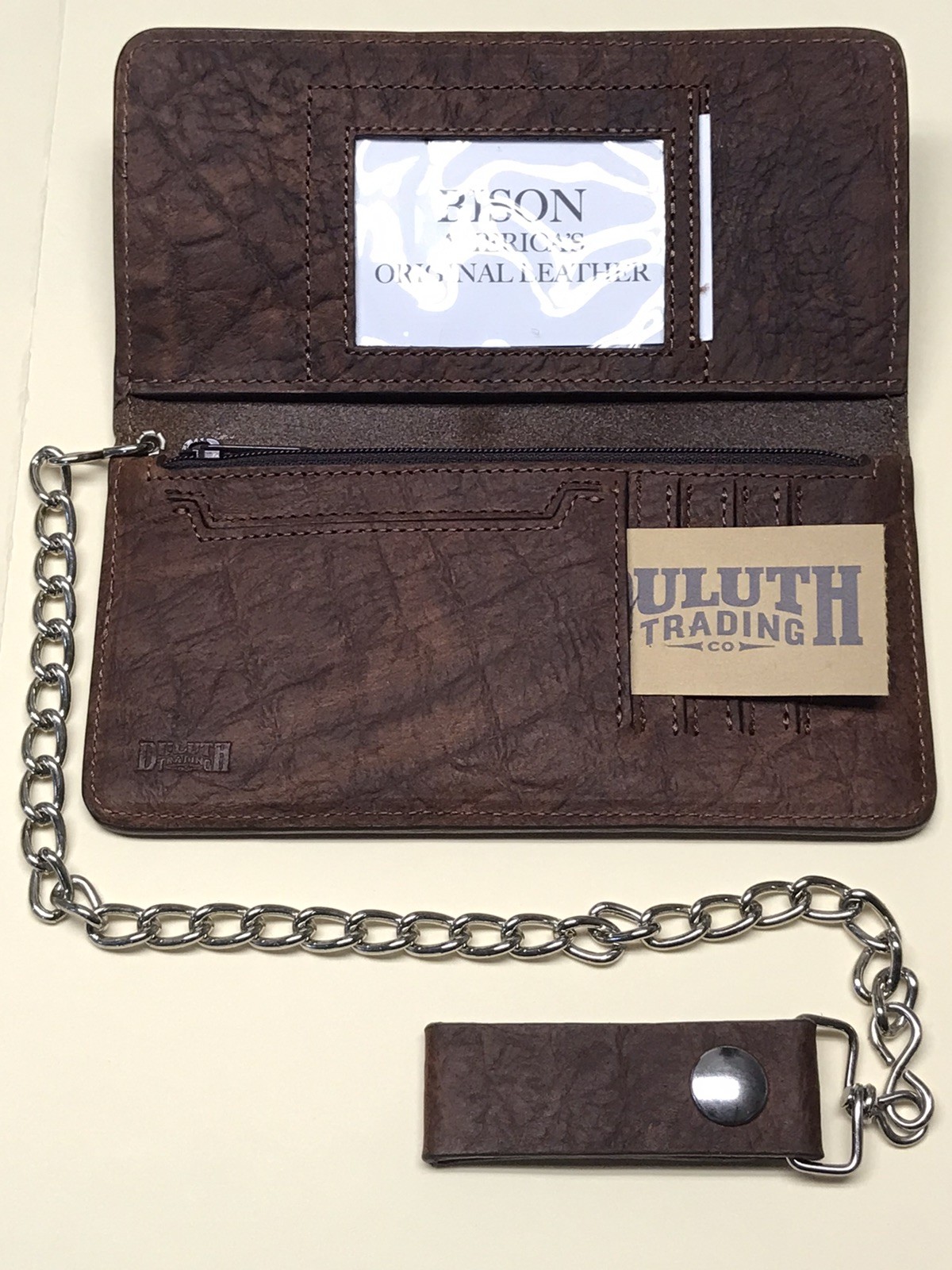 RARE -  7" X 3 1/2" -  DULUTH MEN'S BISON BI-FOLD CHAIN WALLET -  BIKER TRUCKER image 5