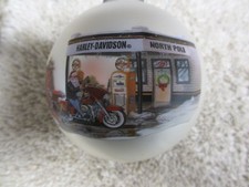Harley-Davidson 2008 Glass Ball Ornament With North Pole Gas Station Scene