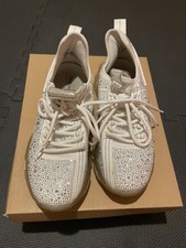 Steve Madden Rhinestone Platform Sneakers White Sparkly Trainers Women s