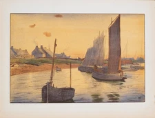 1898 Ulmann Tristesse sur la mer L Estampe Moderne Lithograph Excellent