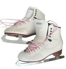 Riedell 300 White Figure Skates 8 1/2 M DT  Wilson Excel Blades 10 3/4 EUC