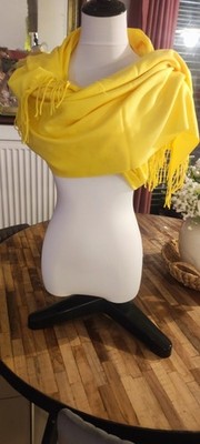 Stola, breiter Schal Zitronengelb Schal Scarf Kaschmir Top Qualität Uni Geschenk