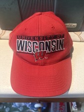 Vintage Sports Specialties University Of Wisconsin Snapback Hat Cap Red