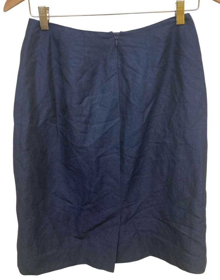 Falda Dana Buchman Talla 4 Azul Lápiz Cremallera Forrada Línea Abertura. Mezcla Foto 3 de 4