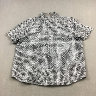 Tommy Bahama Shirt Men Extra Large Gray Coconut Point Short Sleeve Button Up XL