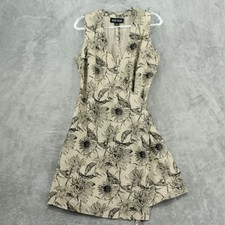 Linda Allard Ellen Tracy Dress Womens Size 10 Floral Linen Wrap Tie Waist Boho