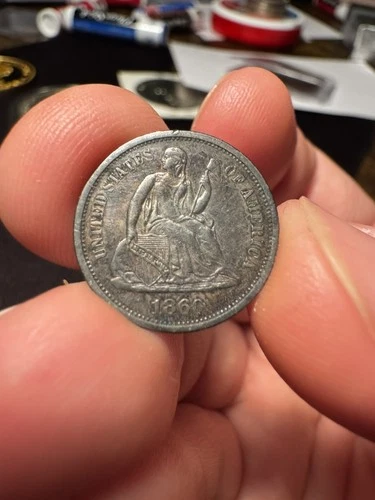 1860 Seated Liberty Silver Dime VF+