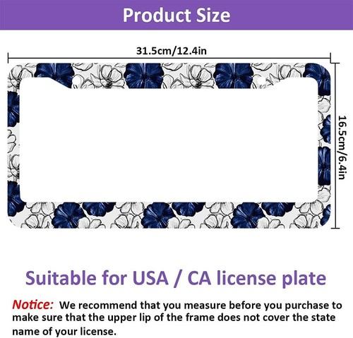 White Blue Flowers License Plate Frame Colorful Car Frames, License Plates Ho... - Picture 3 of 8