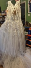 Rebecca Ingram Ivory Lace Tulle A-Line Sleeveless Plunging Wedding Dress 18