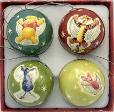 Disney Christmas Ornaments Set Of 4 Pooh Piglet Eeyore Tigger Snow Angels