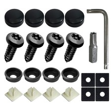 4 Set Black Anti Theft License Plate Screws Rust Proof Stainless Steel Kit Car