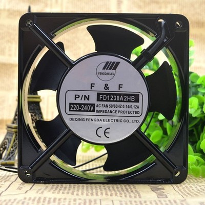 New F&F FD1238A2HB AC 220-240V 0.14/0.12A 2 Wire Cooling Fan *mq