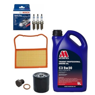 5L MILLERS OIL & AIR OIL + BOSCH PLUGS SERVICE KIT FOR SKODA FABIA MPI 1.0 2014+