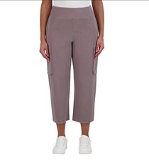 Sage Women's Cargo Pants 25" Inseam Stretch Waist Zip Pockets XL NWT Gray