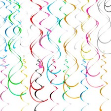 40 PCS Rainbow Hanging Swirl Party Decor Colorful Streamers Spiral Ceiling