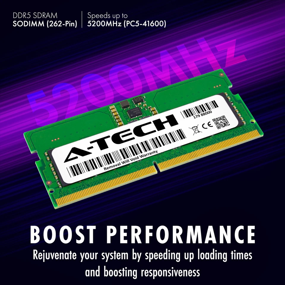 A-Tech 32GB 4x 8GB PC5-41600 DDR5 5200 MHz Non-ECC SODIMM Laptop Memory RAM x4 - Image 4 of 4
