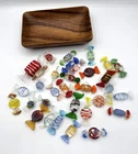 Lot of 32 Vintage Hand blown Art Glass Murano Style Candy Pieces