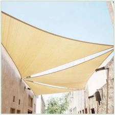 20' x 20' x 28.3' Beige Right Triangle CTAPRT20 Sun Shade Sail Canopy Mesh Fa...