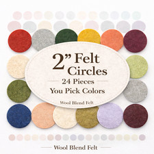 2 Inch Wool Blend Felt Circles - Prewashed - 1.2mm Thick - Pick 6 Colors
