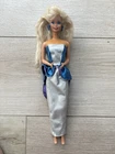 Vintage Barbie In Blue And Silver Dress
