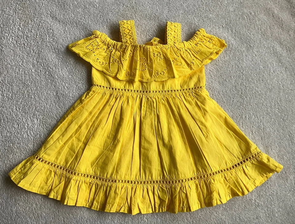 Ted Baker Baby Girl Yellow Mustard Dress Party Holiday Summer 0-3 Months - Image 3 of 4