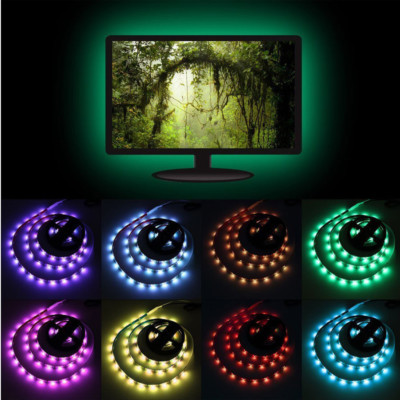 TV LED Backlight 4 x 50CM USB 5050 RGB LED Strip Light Remote Kit 5V 30Leds/M