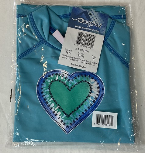 Kanu Surf Girls Kirsten UPF 50+ Sun Protective Rashguard Swim Shirt, Blue Sz 5T - Picture 2 of 4