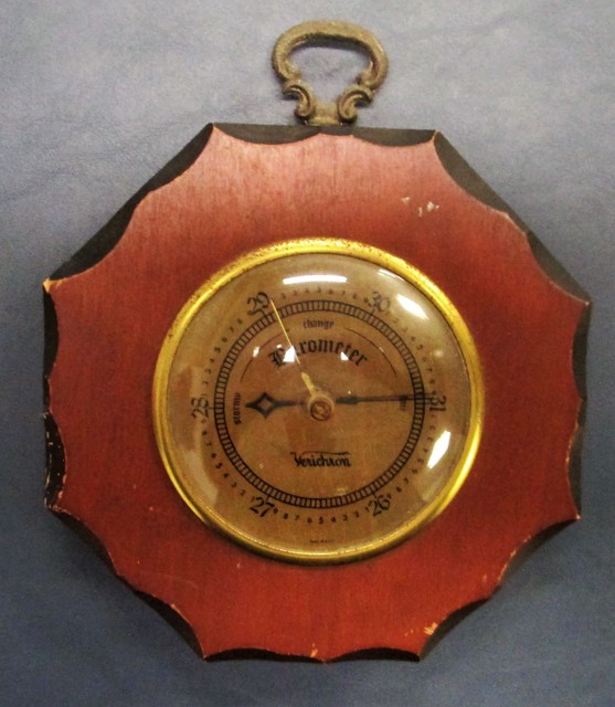 Vintage Verichron Weather Barometer Octagonal Wood Back Works Fine eBay