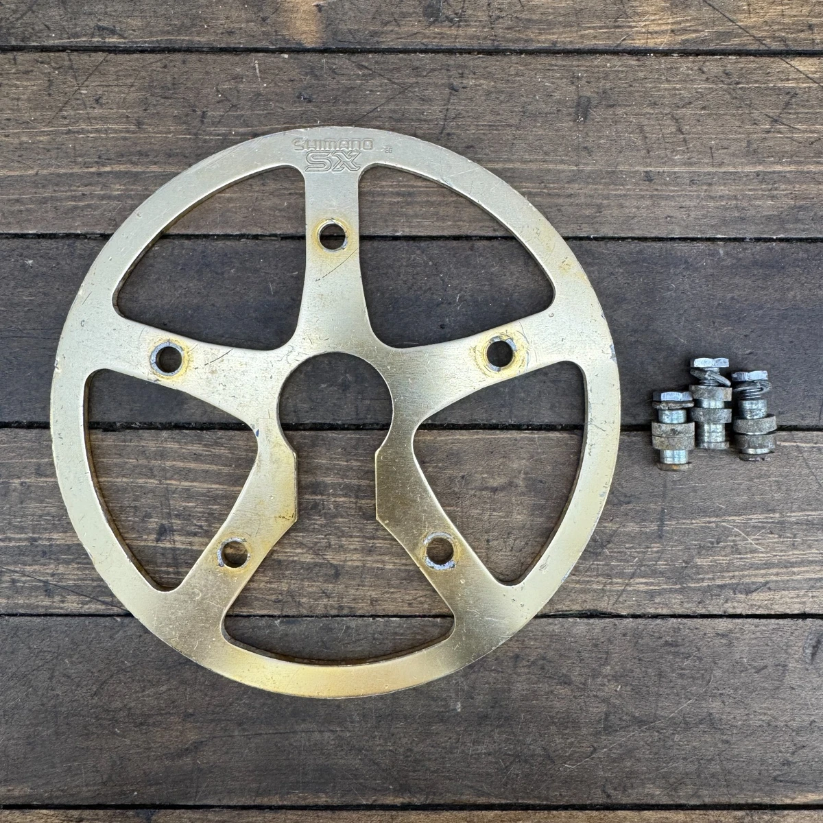 Vintage Shimano SX Chainring Bash Guard BMX Gold Alloy Anodized